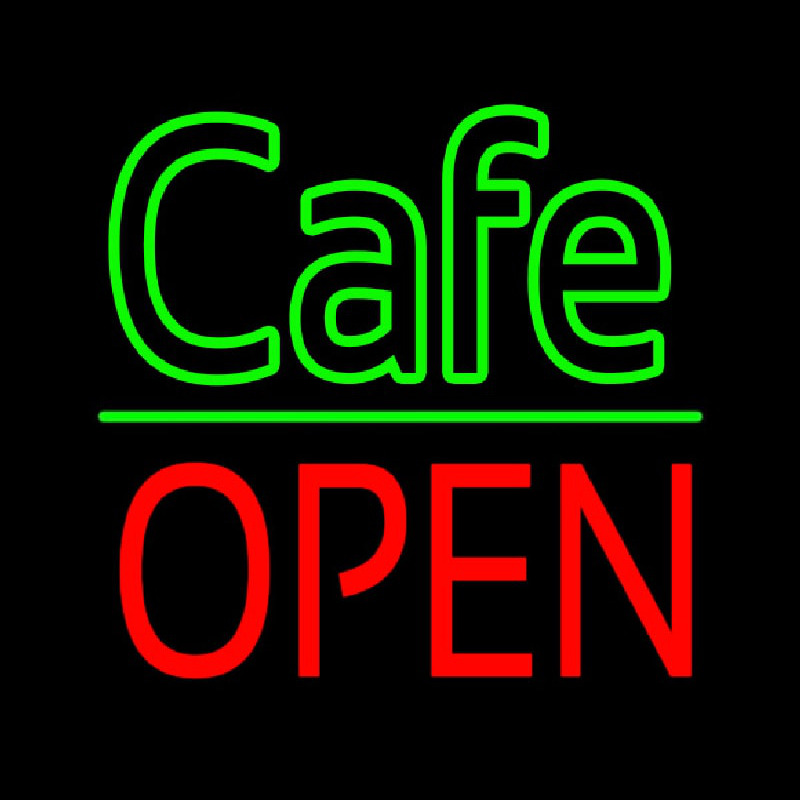 Cafe Block Open Green Line Neonreclame