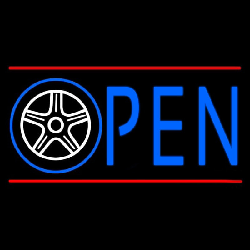 Car Wheel Open Neonreclame