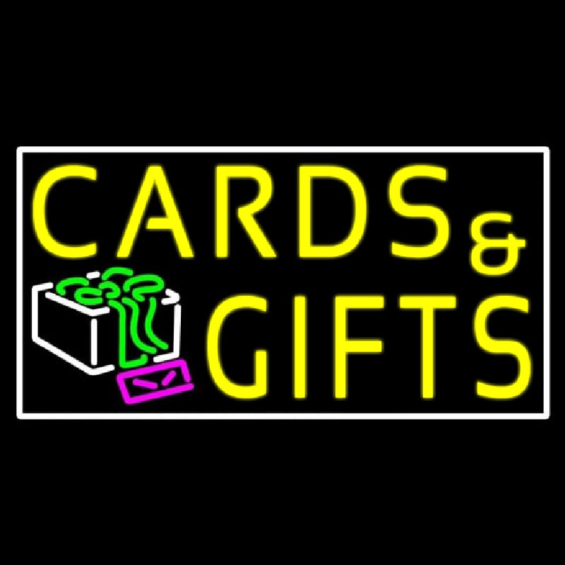 Cards And Gifts Block White Border Neonreclame