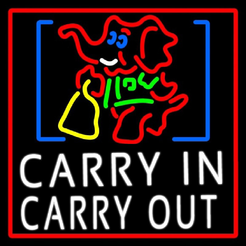 Carry In Carry Out With Elephant Neonreclame