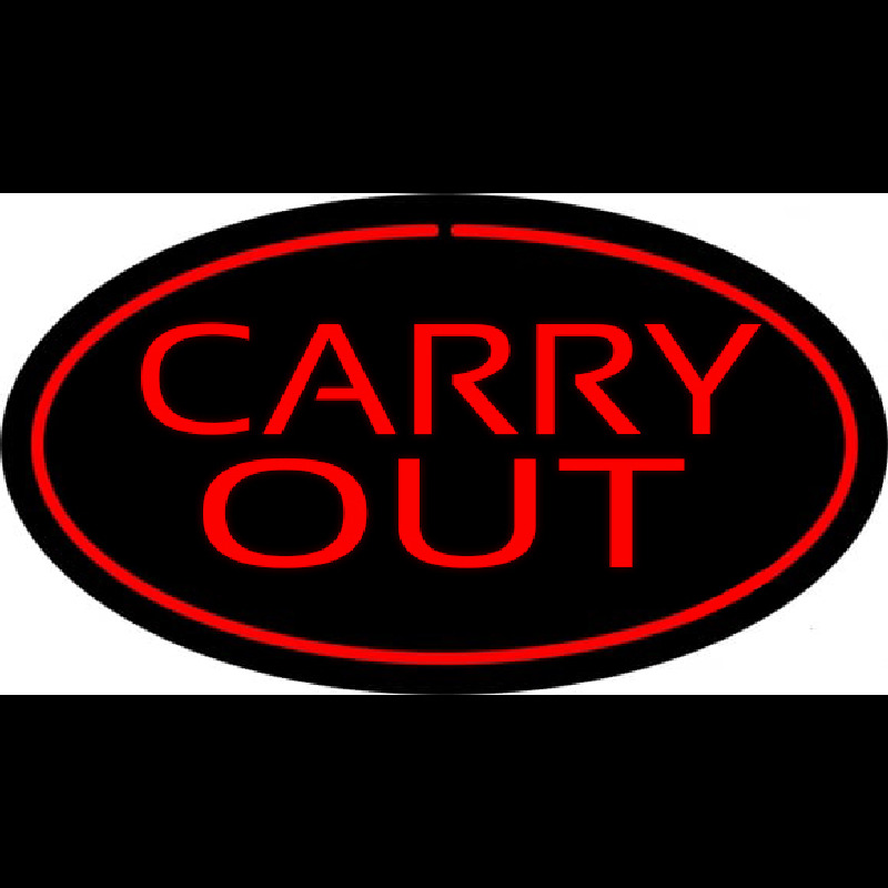 Carry Out Oval Red Neonreclame