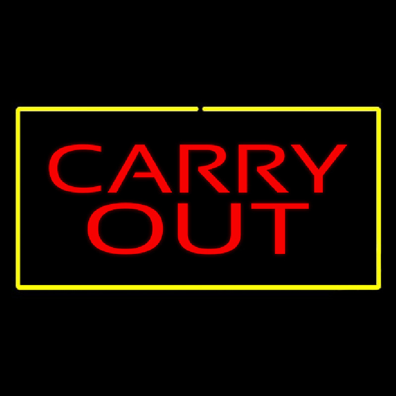 Carry Out Rectangle Yellow Neonreclame