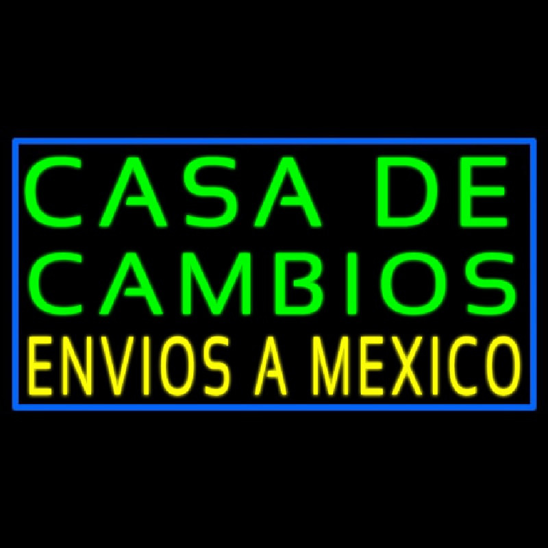 Casa De Cambios Envois A Me ico Blue Border Neonreclame