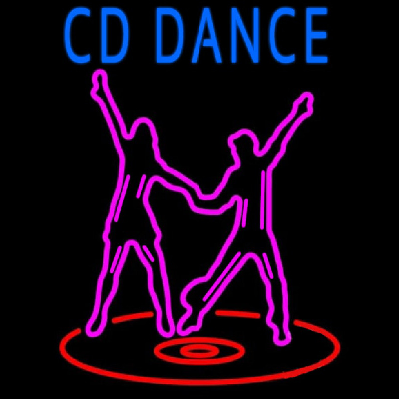 Cd With Dancing Couple Neonreclame