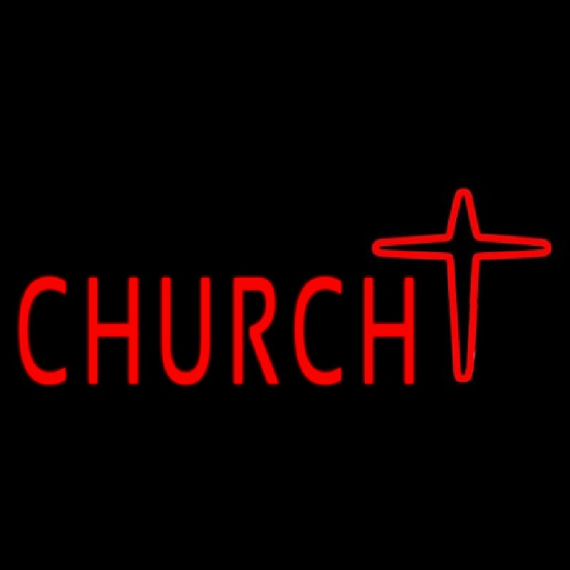 Church With Cross Logo Neonreclame
