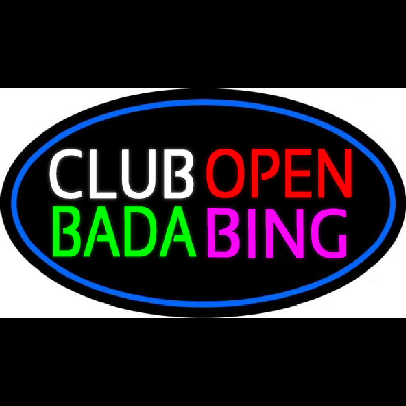 Club Open Bada Bing With Blue Border Neonreclame