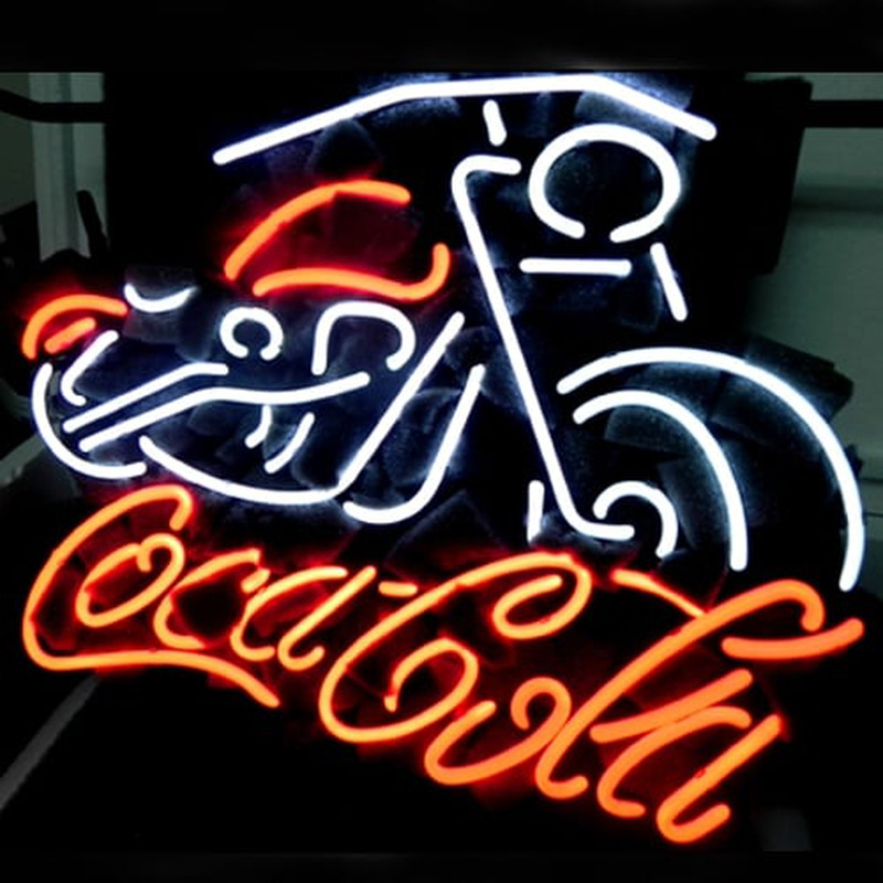 Coca Cola Coke Motorcycle Bier Bar Open Neonreclame