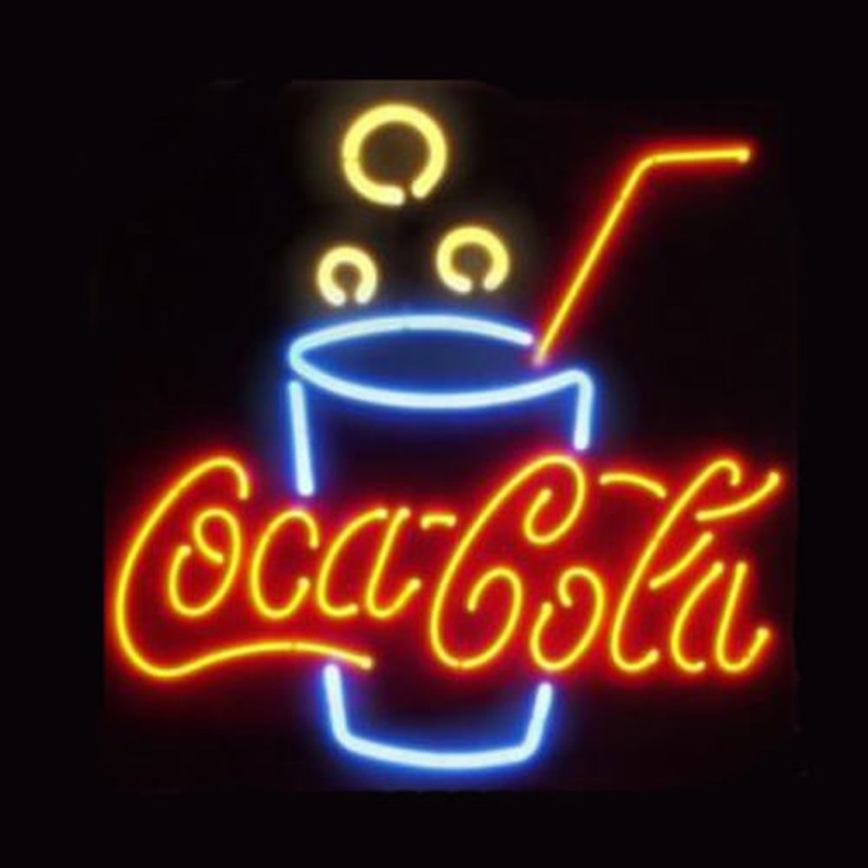 Coca Cola Glas Bier Bar Open Neonreclame