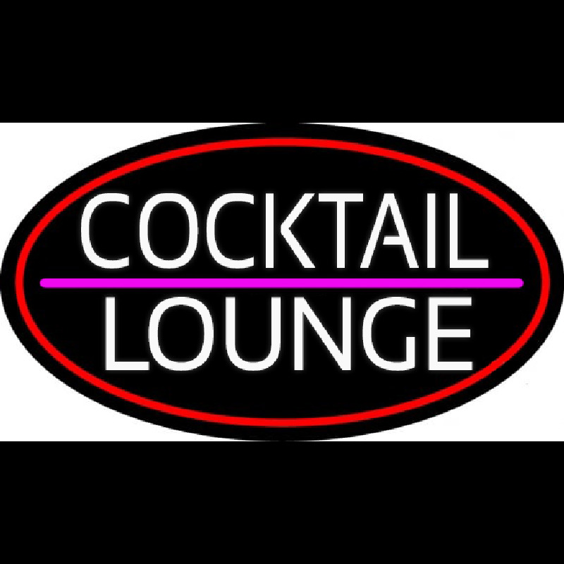 Cocktail Lounge Oval With Red Border Neonreclame