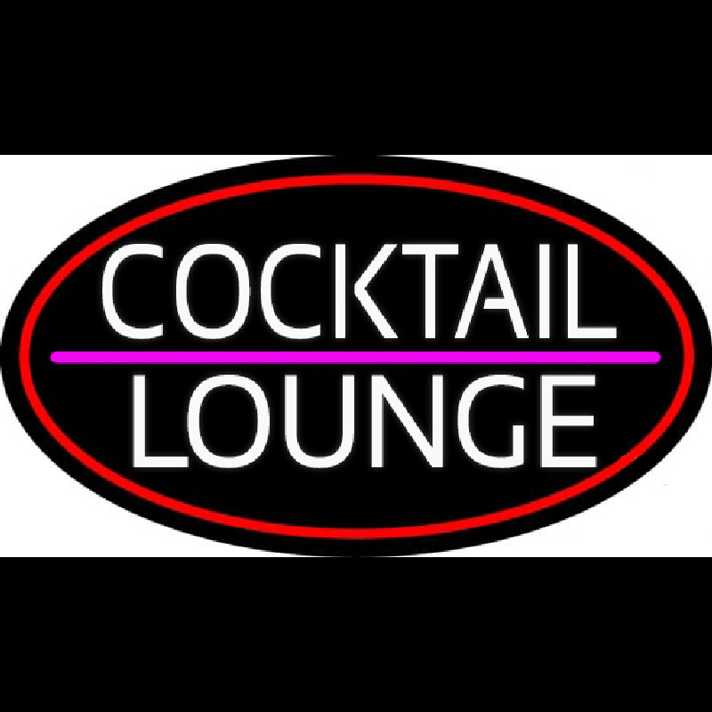 Cocktail Lounge Oval With Red Border Neonreclame