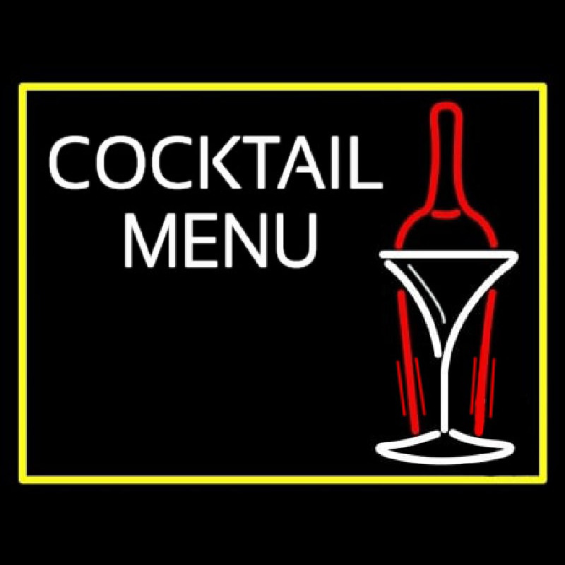 Cocktail Menu With Bottle Neonreclame