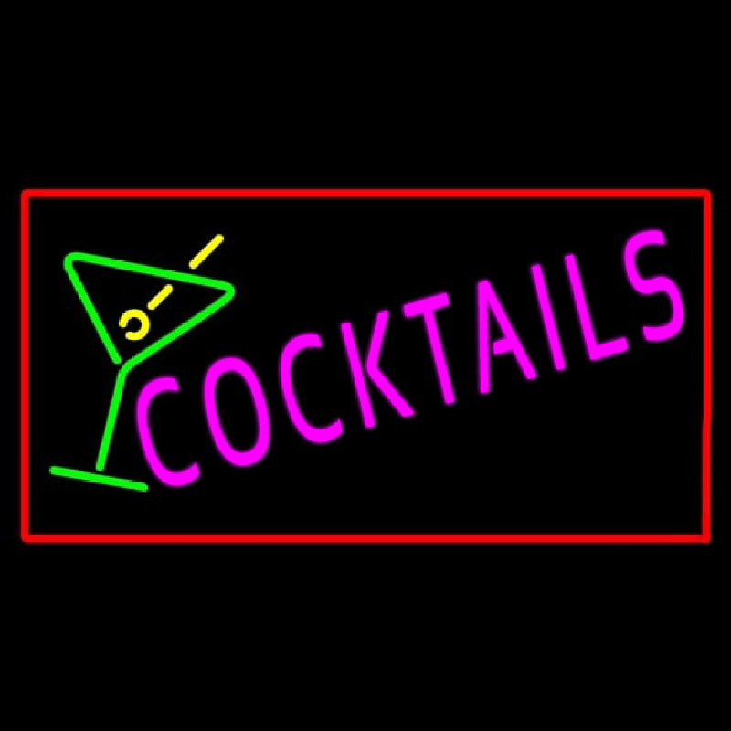 Cocktail with Cocktail Glass Red Border Neonreclame