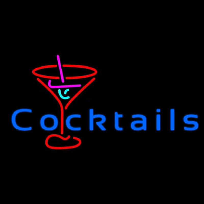 Cocktail with Red Cocktail Glass Neonreclame