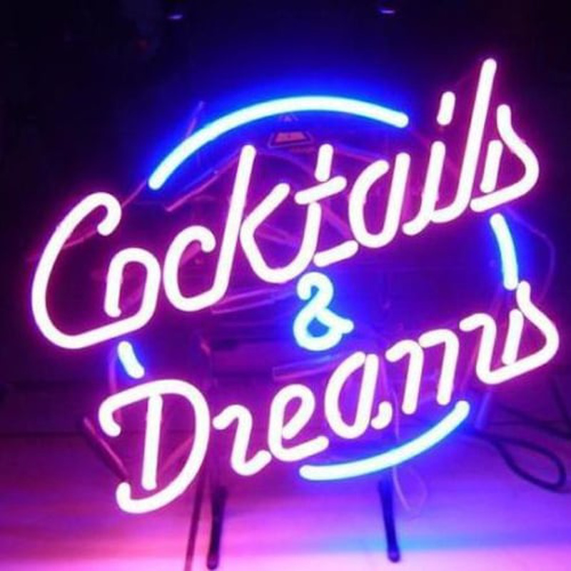 Cocktails And  Dreams Bier Bar Open Neonreclame