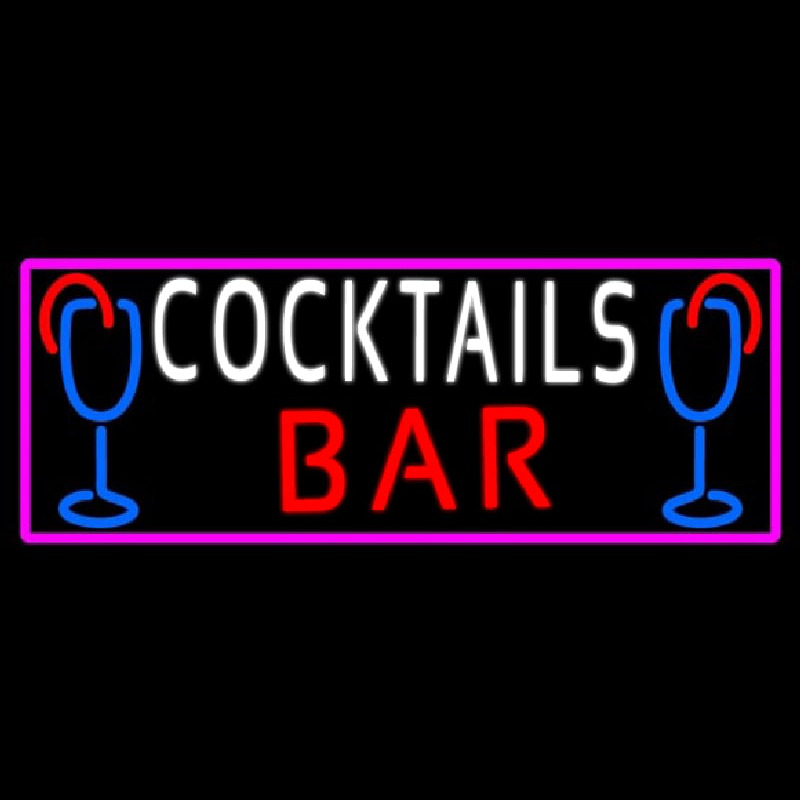 Cocktails Bar With Glass Neonreclame