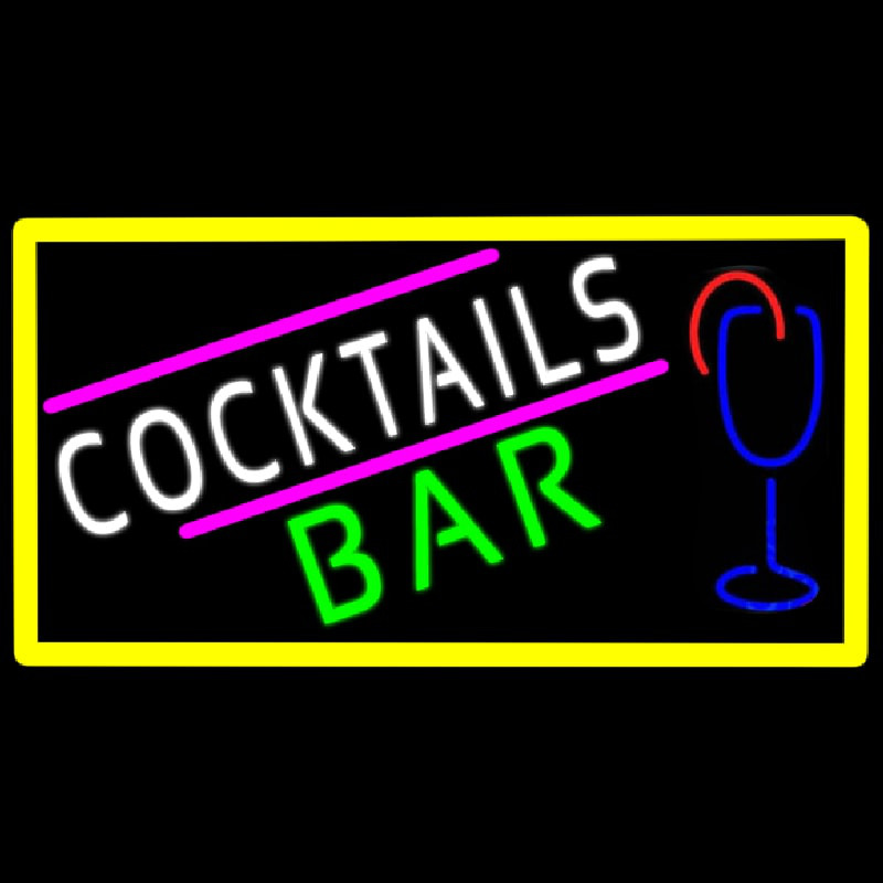 Cocktails Bar With Glass Real Neon Glass Tube Neonreclame
