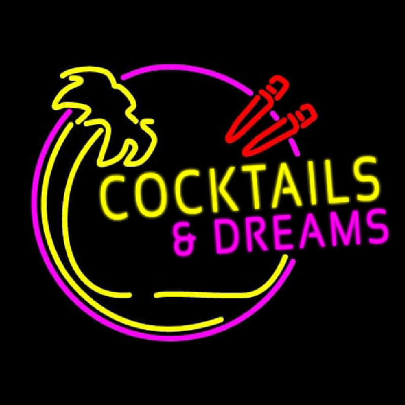 Cocktails and Dreams Bar Real Neon Glass Tube Neonreclame