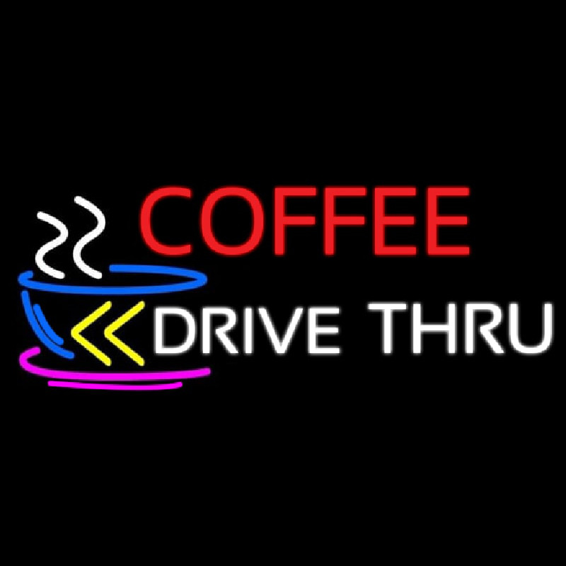 Coffee Drive Thru With Yellow Arrow Neonreclame