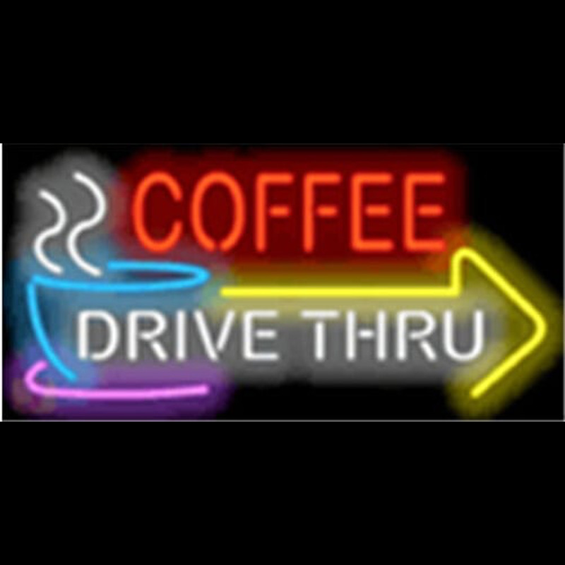 Coffee Drive Thru with Right Arrow Neonreclame
