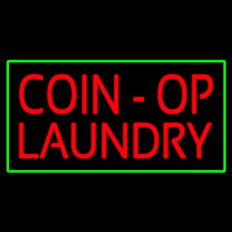 Coin Op Laundry Green Border Neonreclame