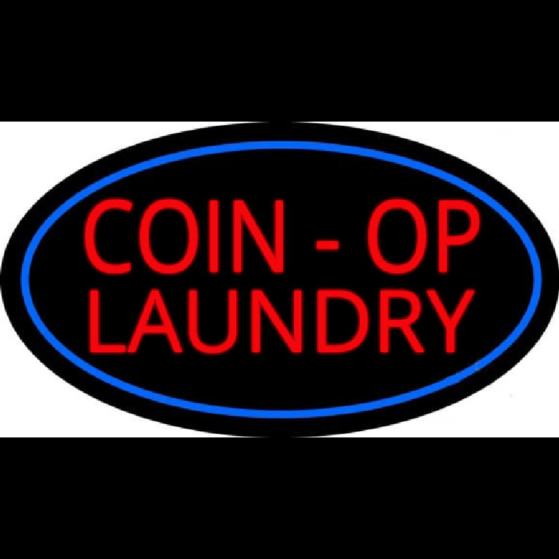 Coin Op Laundry Oval Blue Neonreclame