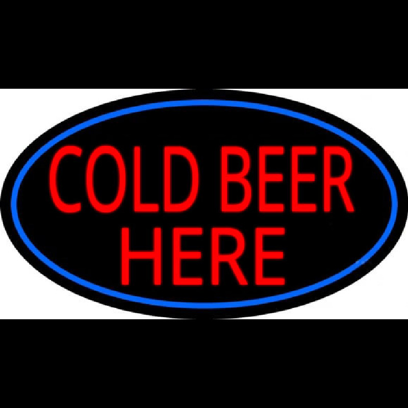 Cold Beer Here With Blue Border Neonreclame