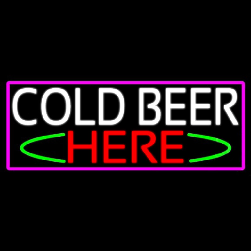 Cold Beer Here With Pink Border Neonreclame