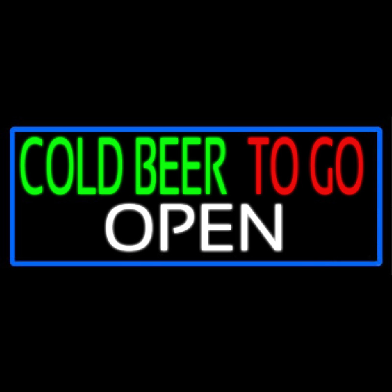 Cold Beer To Go With Blue Border Neonreclame