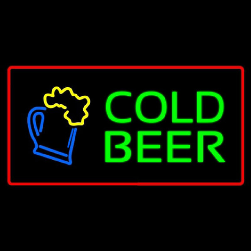 Cold Beer with Red Border Neonreclame