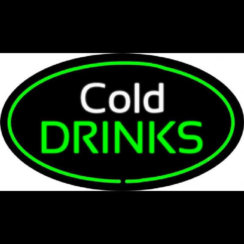 Cold Drinks Oval Green Neonreclame