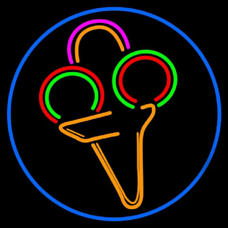 Colorful Ice Cream Cone Neonreclame