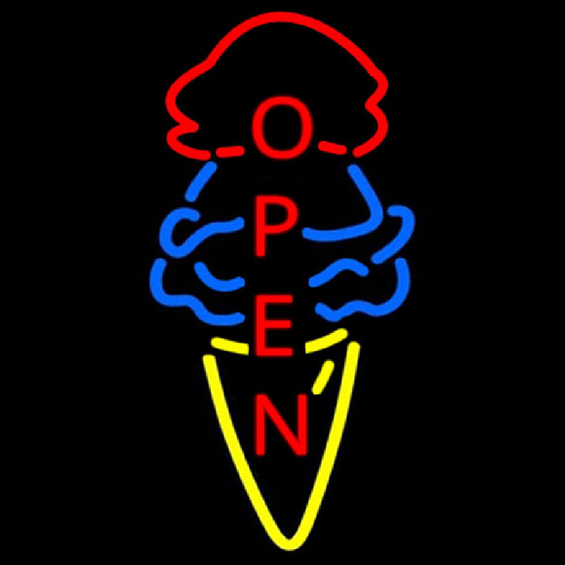 Cone Ice Cream Open Neonreclame