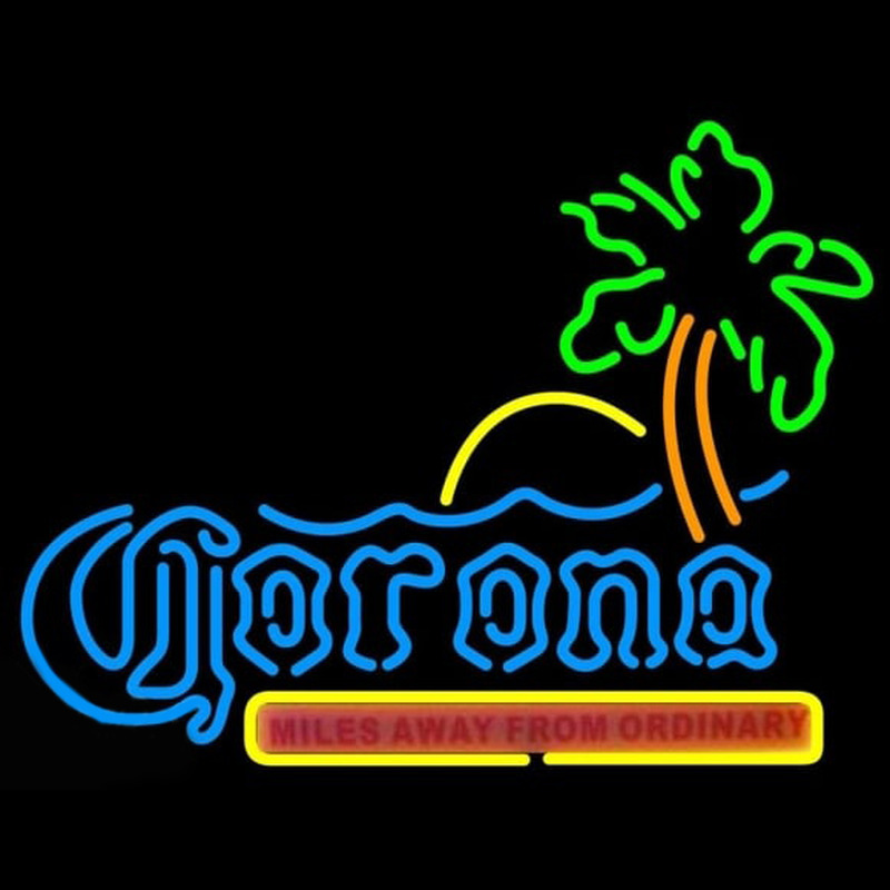 Corona Beach Sunset Tree Beer Sign Neonreclame