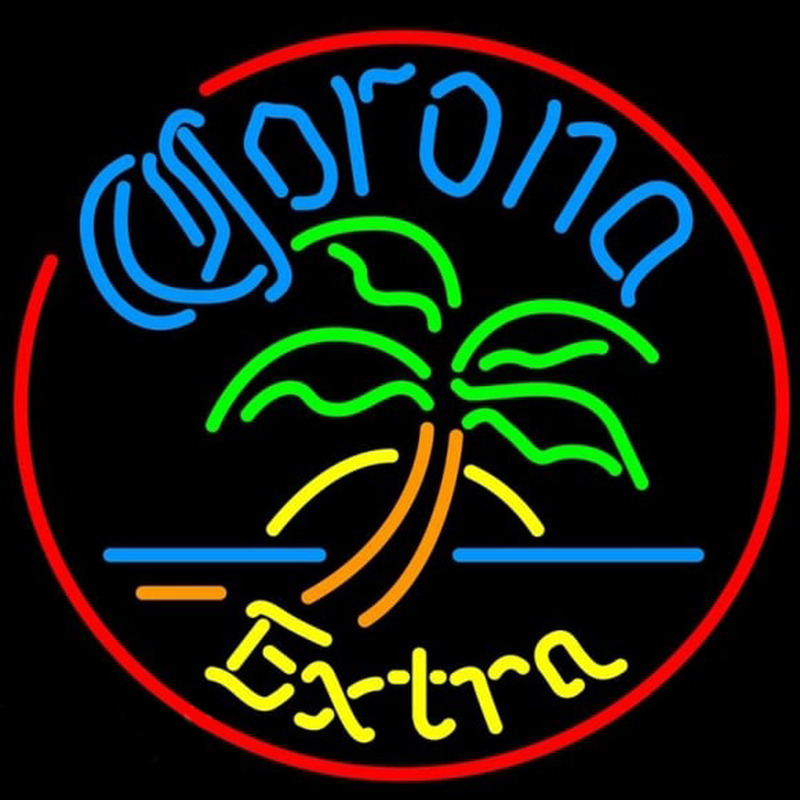 Corona E tra Circle Palm Tree Beer Sign Neonreclame