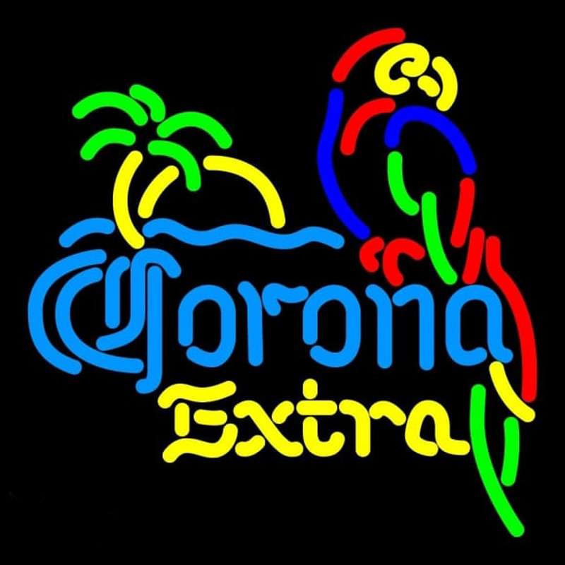 Corona E tra Parrot With Palm Beer Sign Neonreclame