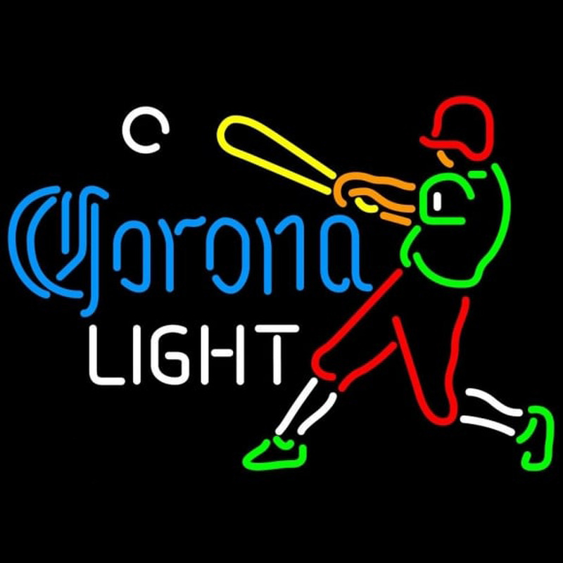 Corona Light Baseball Player Beer Sign Neonreclame