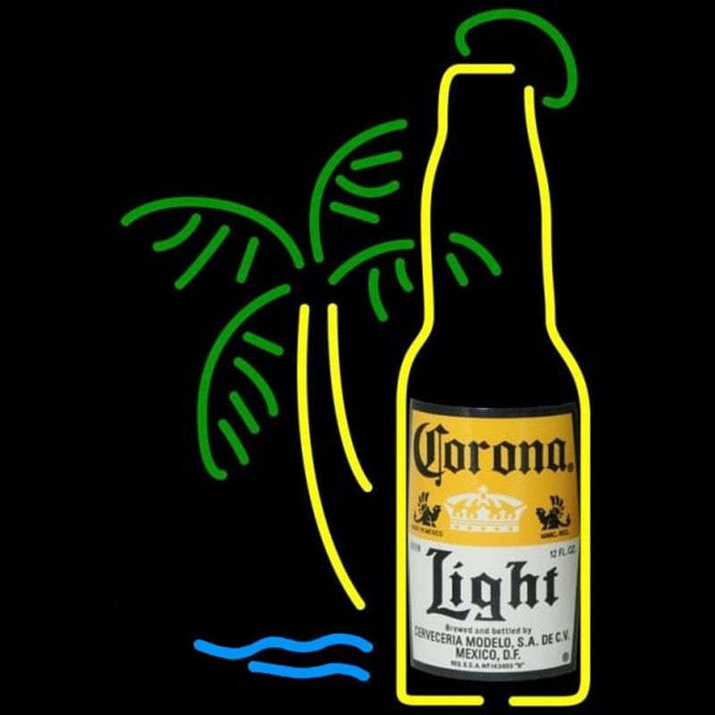 Corona Light Bottle W Palm Tree Beer Sign Neonreclame