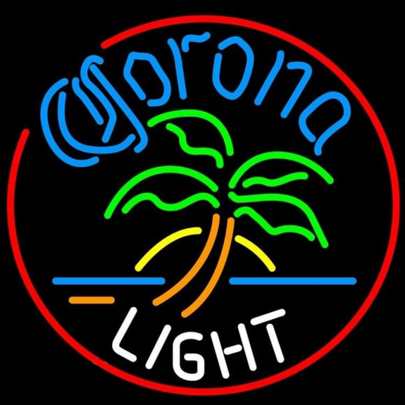 Corona Light Circle Palm Tree Beer Sign Neonreclame