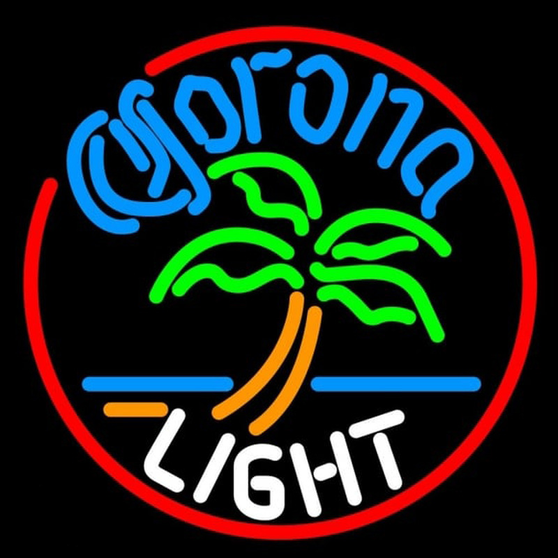 Corona Light Circle Palm Tree Beer Sign Neonreclame