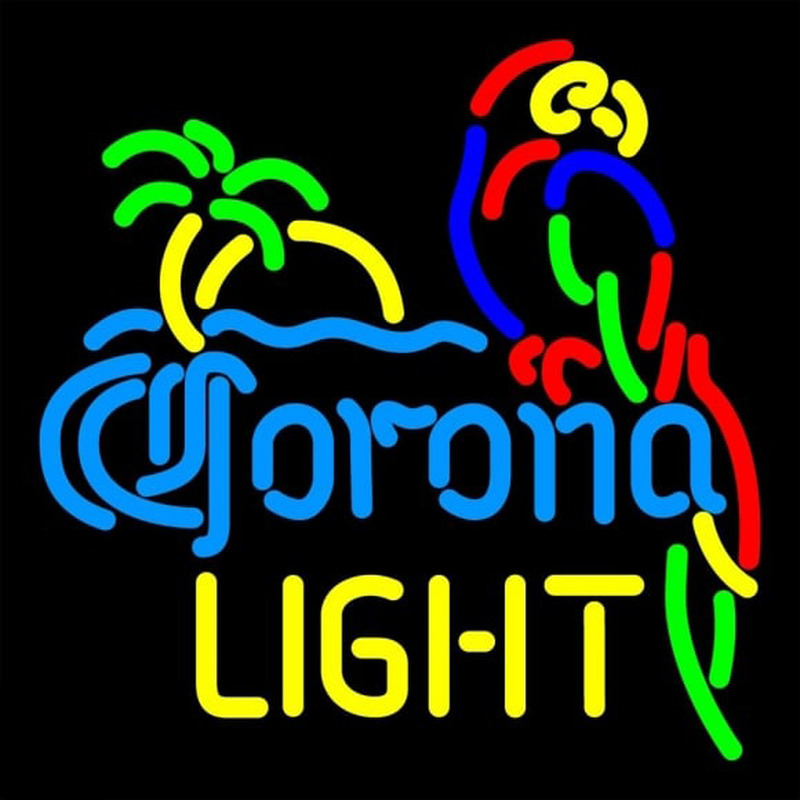 Corona Light Parrot With Palm Beer Sign Neonreclame