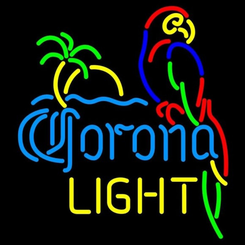 Corona Light Parrot with Palm Beer Sign Neonreclame