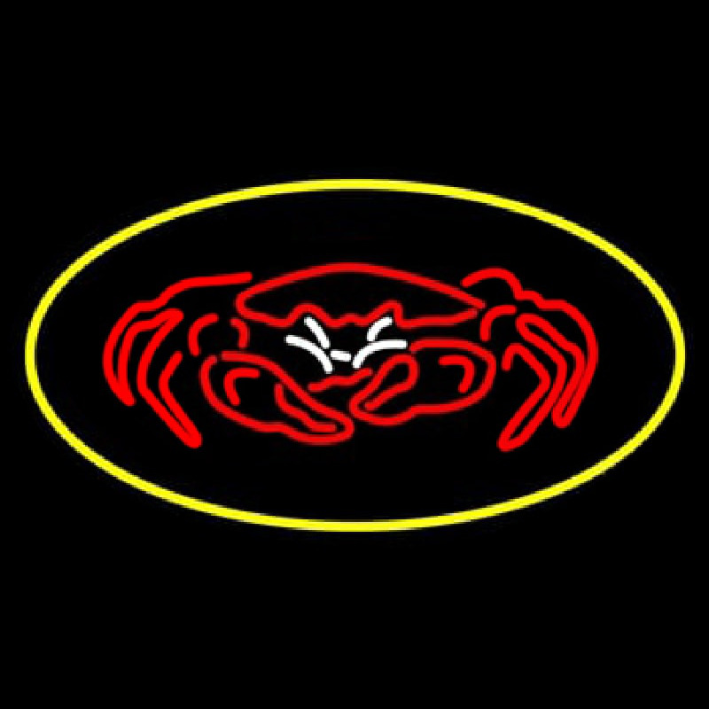 Crab Seafood Logo Oval Yellow Neonreclame