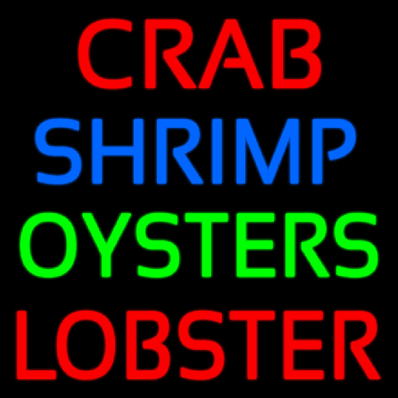 Crab Shrimp Lobster Oyster Neonreclame