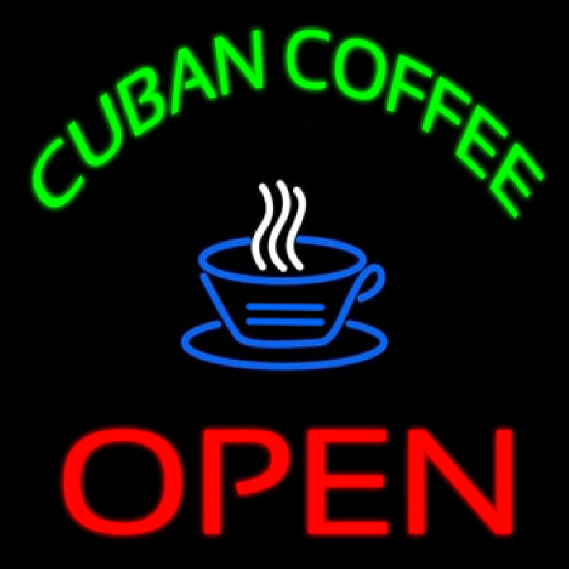 Cuban Coffee Red Open Logo Neonreclame