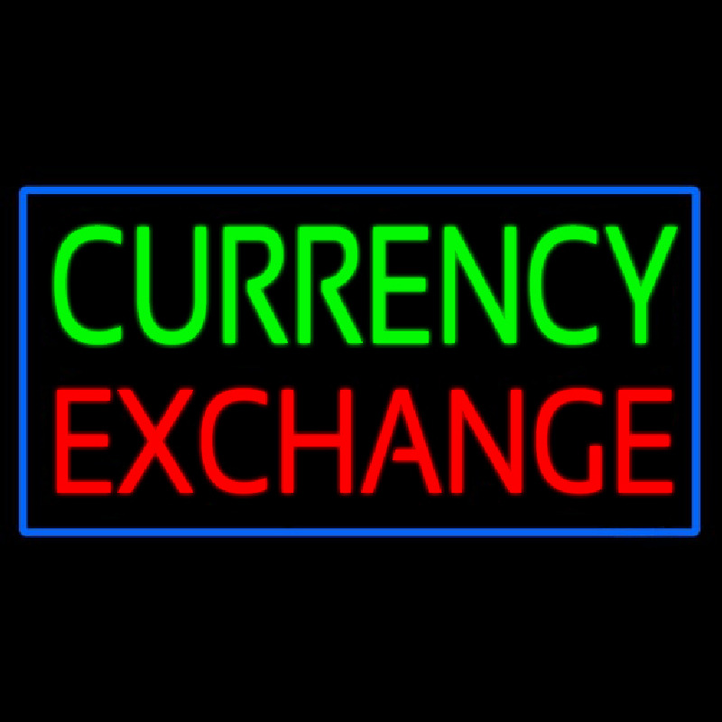 Currency E change Blue Border Neonreclame