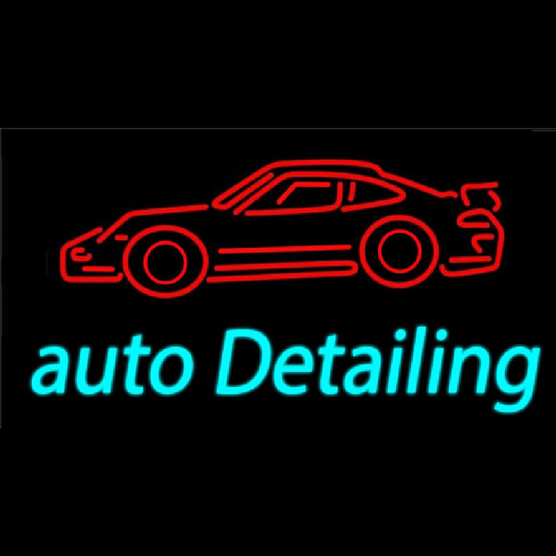 Cursive Auto Detailing With Car Logo Neonreclame