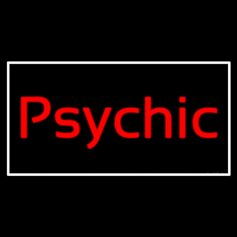 Cursive Red Psychic White Border Neonreclame