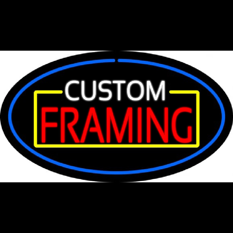 Custom Framing Blue Oval Neonreclame