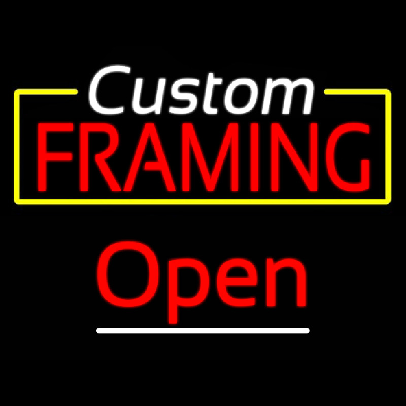 Custom Framing Yellow Border Open Neonreclame
