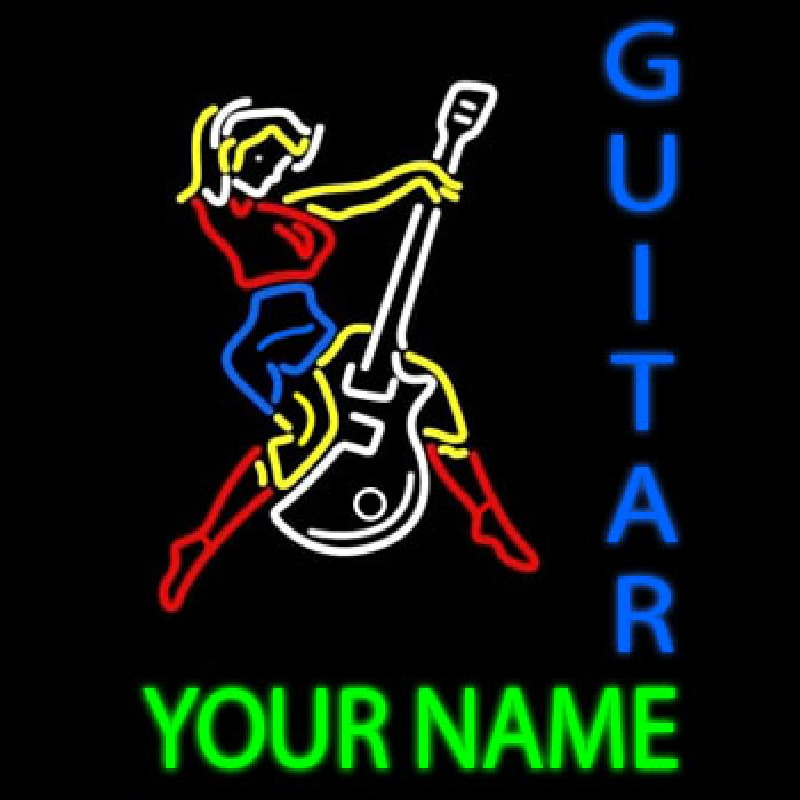 Custom Guitar Logo And Blue Guitar Neonreclame